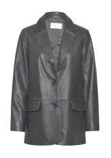 画像1: HOSBJERG - Nana Leather Blazer レザーブレザージャケット - Dark Grey (1)