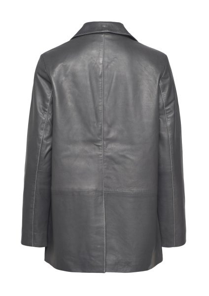 画像2: HOSBJERG - Nana Leather Blazer レザーブレザージャケット - Dark Grey (2)