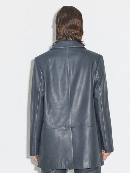 画像4: HOSBJERG - Nana Leather Blazer レザーブレザージャケット - Dark Grey (4)
