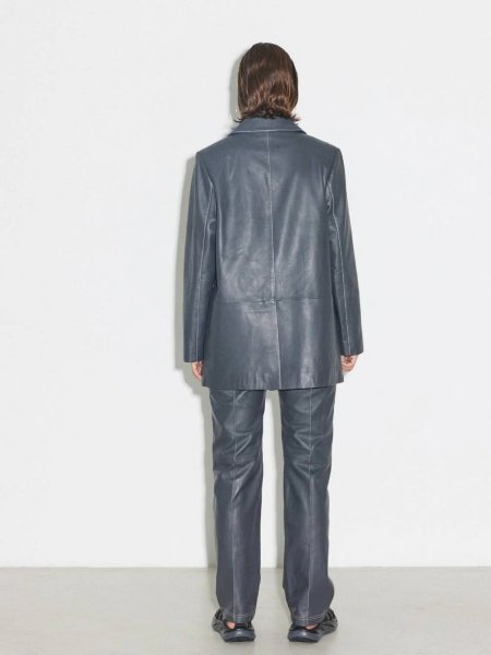 画像7: HOSBJERG - Nana Leather Blazer レザーブレザージャケット - Dark Grey (7)