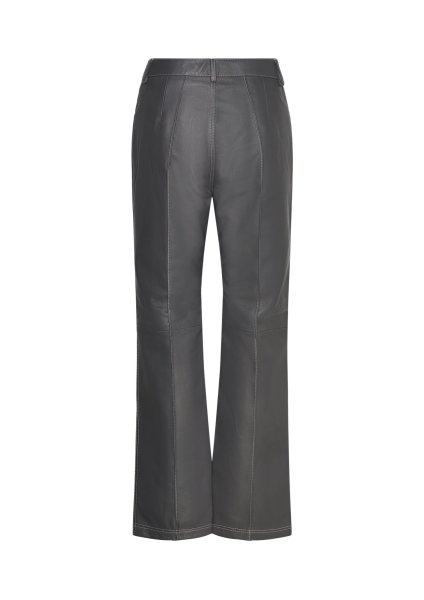 画像3: HOSBJERG - Nana Leather Pants ストレートレザーパンツ - Dark Grey (3)