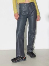 画像1: HOSBJERG - Nana Leather Pants ストレートレザーパンツ - Dark Grey (1)