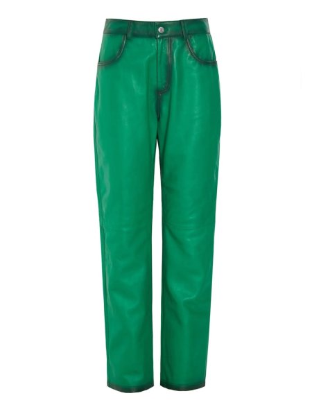 画像3: HOSBJERG - Pompay Leather Pants  レザーパンツ - Grass Green (3)