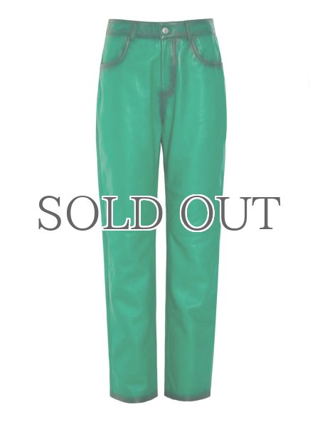 画像3: 【50%OFF】［HOSBJERG］ Pompay Leather Pants  レザーパンツ - Grass Green (3)