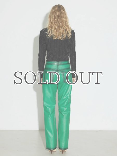 画像2: 【50%OFF】［HOSBJERG］ Pompay Leather Pants  レザーパンツ - Grass Green (2)