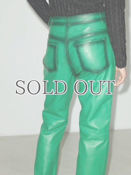 画像8: 【50%OFF】［HOSBJERG］ Pompay Leather Pants  レザーパンツ - Grass Green (8)