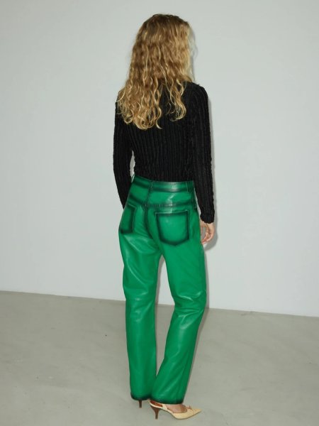 画像7: HOSBJERG - Pompay Leather Pants  レザーパンツ - Grass Green (7)