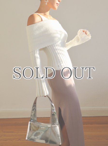 画像13: 【40%OFF】［HOUSE OF SUNNY］ Chunky Rib Top オフショルダーニットトップ - Off White (13)