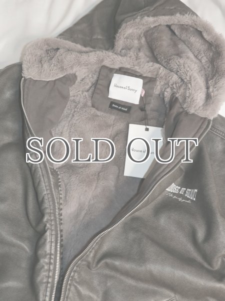 画像16: ［HOUSE OF SUNNY］Vegan Leather Hoodie Jacket  ヴィーガンレザーフーディジャケット - Dark Grey (16)