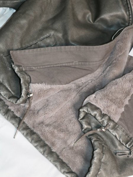 画像18: ［HOUSE OF SUNNY］Vegan Leather Hoodie Jacket  ヴィーガンレザーフーディジャケット - Dark Grey (18)