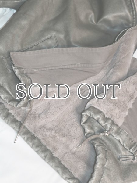 画像18: ［HOUSE OF SUNNY］Vegan Leather Hoodie Jacket  ヴィーガンレザーフーディジャケット - Dark Grey (18)