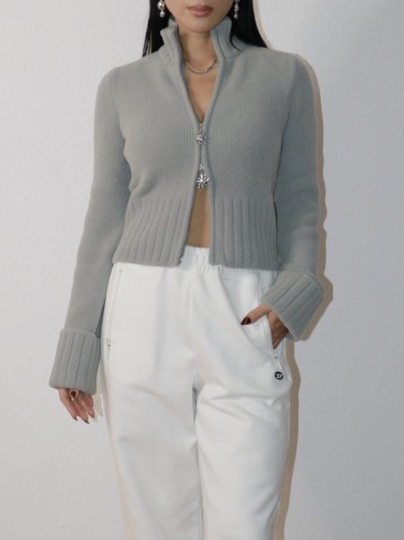 画像10: ［HOUSE OF SUNNY］Chunky Rib Peggy  ジップアップニットカーディガン - School Grey (10)