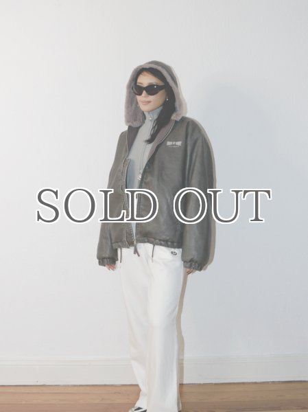 画像9: ［HOUSE OF SUNNY］Vegan Leather Hoodie Jacket  ヴィーガンレザーフーディジャケット - Dark Grey (9)