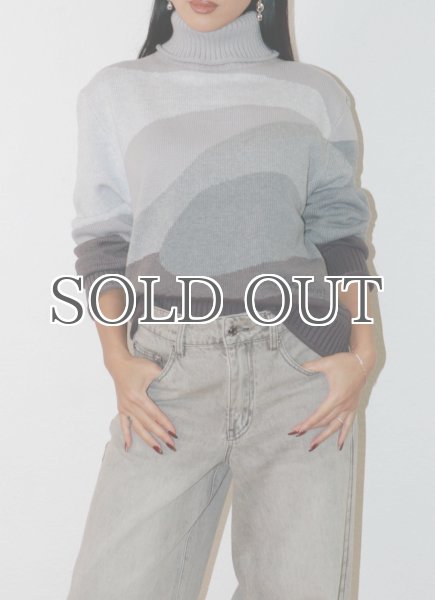 画像5: HOUSE OF SUNNY - The Greyscale Landscape Knit Top ランドスケープタートルニット - Grey Multi (5)