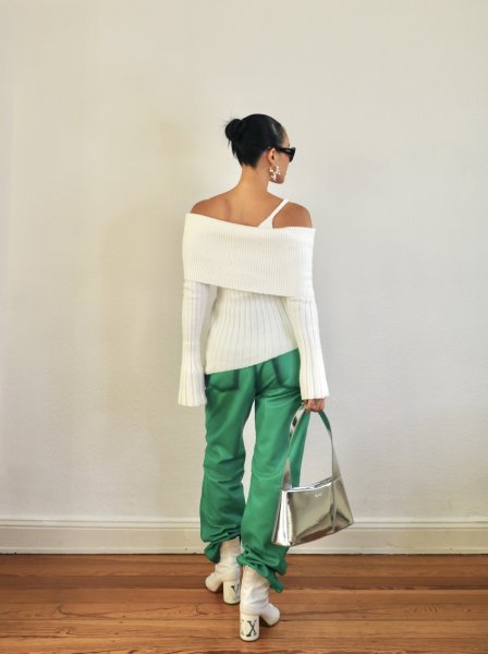 画像16: ［HOUSE OF SUNNY］ Chunky Rib Top オフショルダーニットトップ - Off White (16)