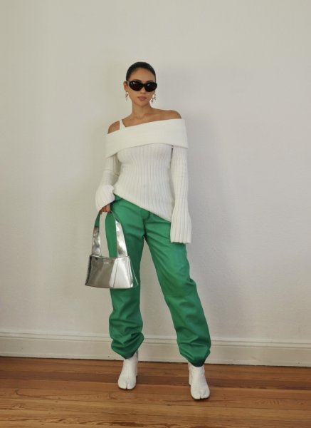 画像15: ［HOUSE OF SUNNY］ Chunky Rib Top オフショルダーニットトップ - Off White (15)