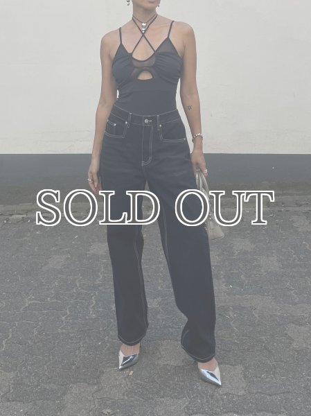 画像15: HOUSE OF SUNNY - 13OZ  Unisex Carpenter Straight Leg Denim ホワイトステッチ ストレートレッグデニム - Jet Black (15)