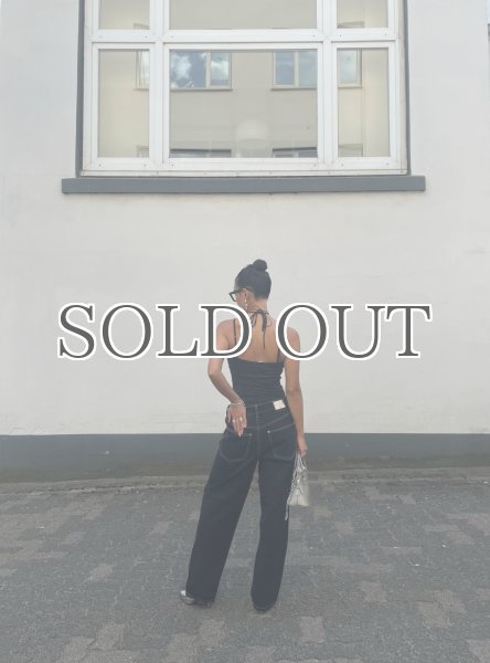 画像19: HOUSE OF SUNNY - 13OZ  Unisex Carpenter Straight Leg Denim ホワイトステッチ ストレートレッグデニム - Jet Black (19)