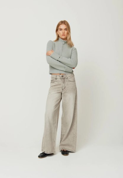 画像3: ［HOUSE OF SUNNY］Chunky Rib Peggy  ジップアップニットカーディガン - School Grey (3)