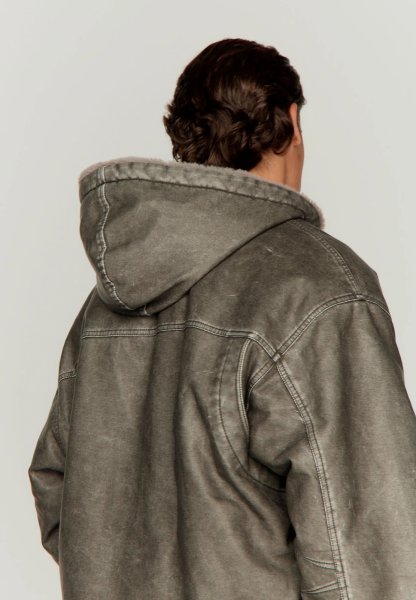 画像14: ［HOUSE OF SUNNY］Vegan Leather Hoodie Jacket  ヴィーガンレザーフーディジャケット - Dark Grey (14)