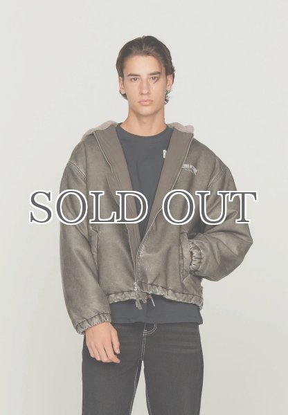 画像12: ［HOUSE OF SUNNY］Vegan Leather Hoodie Jacket  ヴィーガンレザーフーディジャケット - Dark Grey (12)