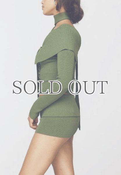 画像3: ［HOUSE OF SUNNY］One Love Off Shoulder Rib Top オフショルダーニットトップ - Pine Green (3)