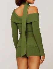 画像4: ［HOUSE OF SUNNY］One Love Off Shoulder Rib Top オフショルダーニットトップ - Pine Green (4)
