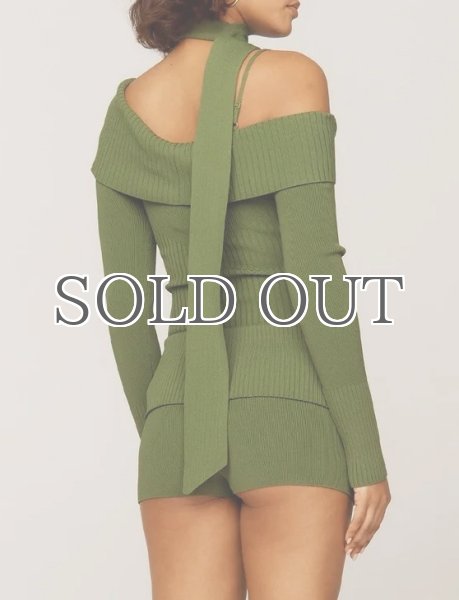 画像4: ［HOUSE OF SUNNY］One Love Off Shoulder Rib Top オフショルダーニットトップ - Pine Green (4)