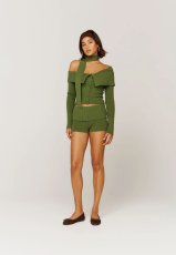 画像7: ［HOUSE OF SUNNY］One Love Off Shoulder Rib Top オフショルダーニットトップ - Pine Green (7)