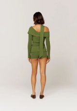 画像8: ［HOUSE OF SUNNY］One Love Off Shoulder Rib Top オフショルダーニットトップ - Pine Green (8)