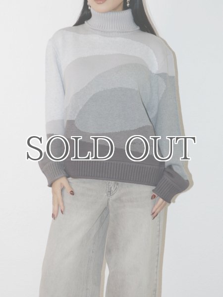 画像6: HOUSE OF SUNNY - The Greyscale Landscape Knit Top ランドスケープタートルニット - Grey Multi (6)