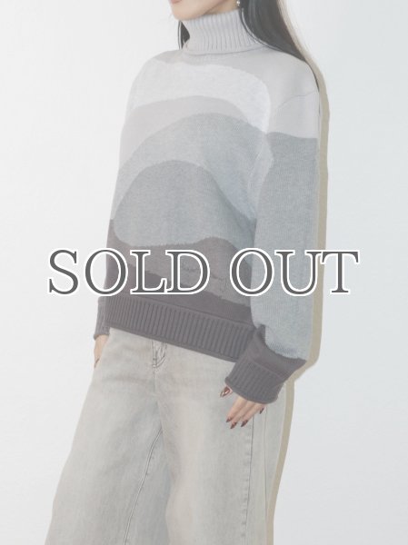 画像7: HOUSE OF SUNNY - The Greyscale Landscape Knit Top ランドスケープタートルニット - Grey Multi (7)