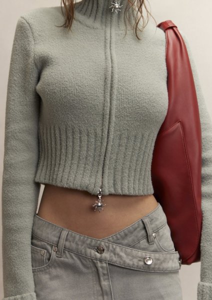 画像17: ［HOUSE OF SUNNY］Chunky Rib Peggy  ジップアップニットカーディガン - School Grey (17)