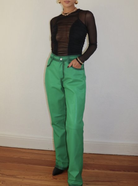 画像11: 【30%OFF】［ESTHE］Gathered Mesh Long Sleeve Bodysuit  ギャザーメッシュボディスーツ - Black (11)