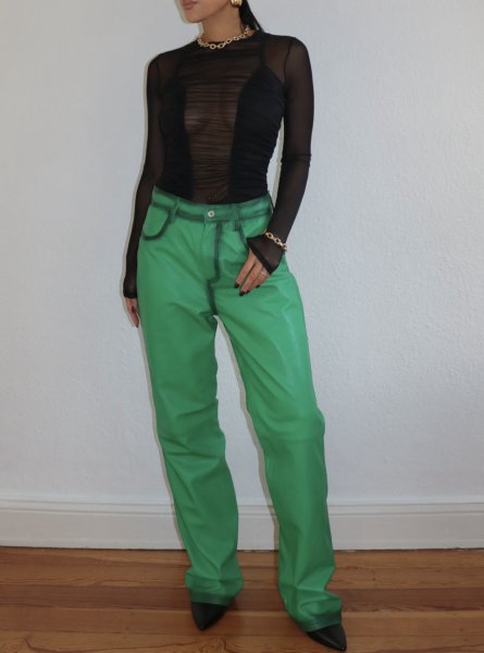 画像12: 【30%OFF】［ESTHE］Gathered Mesh Long Sleeve Bodysuit  ギャザーメッシュボディスーツ - Black (12)