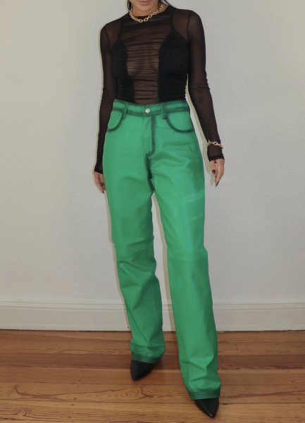 画像14: 【30%OFF】［ESTHE］Gathered Mesh Long Sleeve Bodysuit  ギャザーメッシュボディスーツ - Black (14)