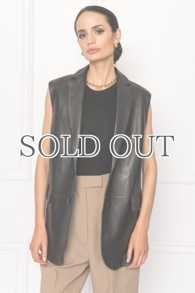 画像2: 【LAMARQUE】INDIANA Black Leather Vest／ラムレザーベスト [Black] (2)