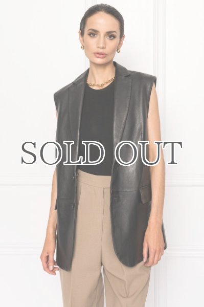 画像3: 【LAMARQUE】INDIANA Black Leather Vest／ラムレザーベスト [Black] (3)