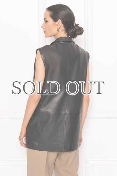 画像6: 【LAMARQUE】INDIANA Black Leather Vest／ラムレザーベスト [Black] (6)