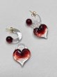 画像1: LEVENS - MINI GLASS HOOP + HEART CHARM EARRINGS ハートチャーム＋ガラスフープピアス - RED (1)