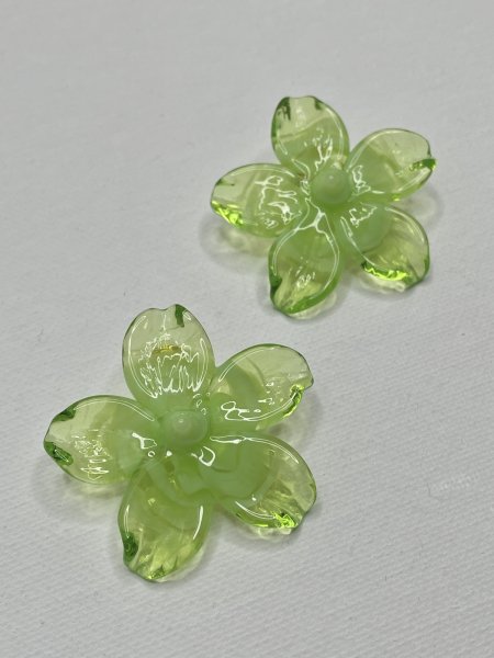 画像1: LEVENS - HIBISCUS EARRING ガラス製 ハイビスカス ピアス - GREEN (1)