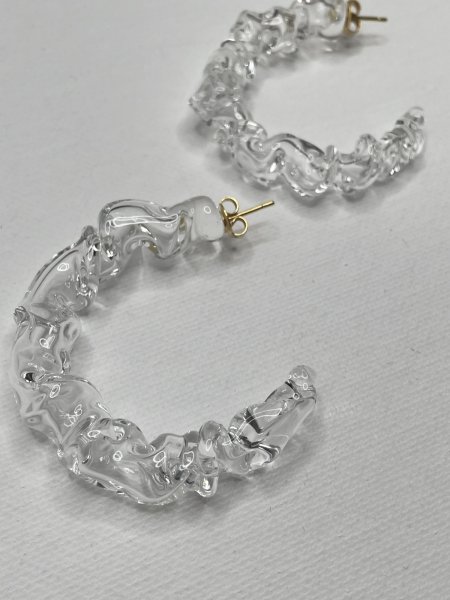 画像3: LEVENS - WAVE HOOP EARRING ガラス製 フープピアス  (3)