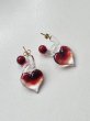 画像3: LEVENS - MINI GLASS HOOP + HEART CHARM EARRINGS ハートチャーム＋ガラスフープピアス - RED (3)