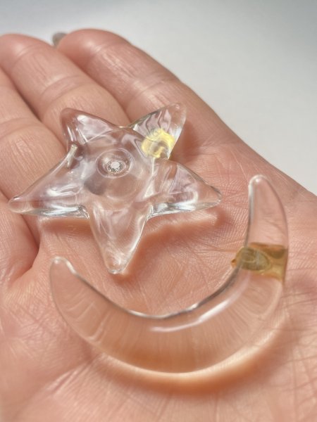 画像3: LEVENS - NIGHT EARRING ガラス製 スター＋ムーンペアピアス (3)