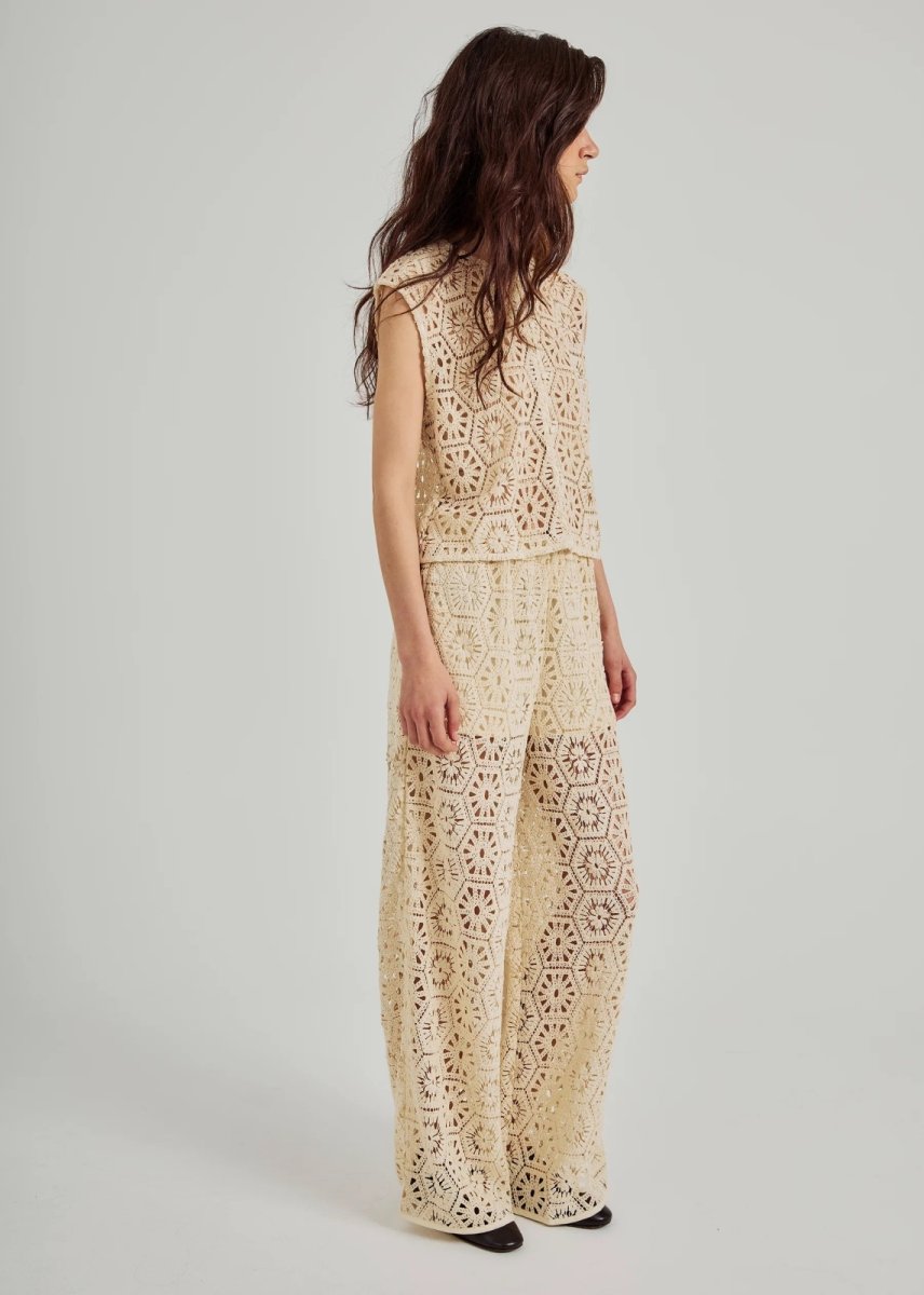 画像1: NORR - Crochet Pants クロシェニットパンツ - Off-White (1)