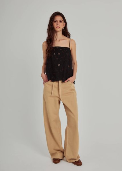 画像2: NORR - Hannali Wide Belt Jeans ワイドジーンズ - Light sand (2)