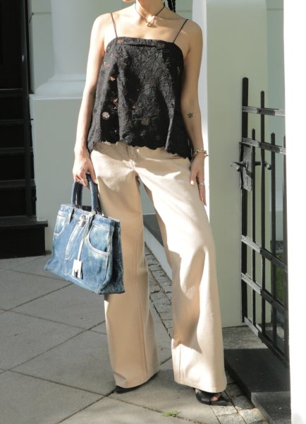 画像11: NORR - Hannali Wide Belt Jeans ワイドジーンズ - Light sand (11)