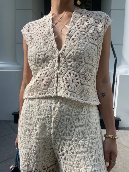 画像8: NORR - Crochet Top クロシェニットジレトップ - Off-White (8)