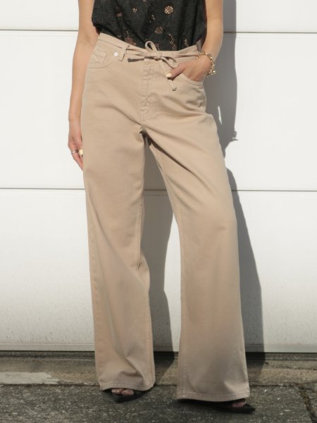 画像5: NORR - Hannali Wide Belt Jeans ワイドジーンズ - Light sand (5)