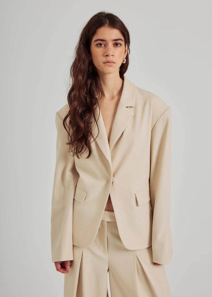 画像1: NORR - Kamin String Blazer ストリングウエストブレザー - Light Beige (1)